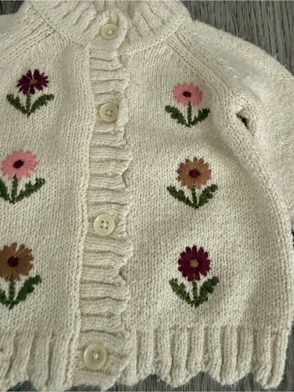 H&M Baby girl Flowers Embroidery-Detail Cardigan size 4-6 month - Picture 2 of 5